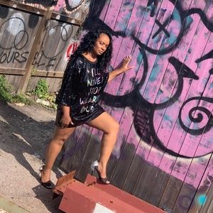 Full sequins shirt dress